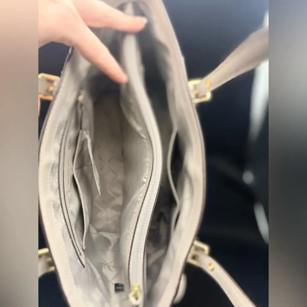 MK Voyager Saffiano Leather Tote | Pearl Gray | Excellent Condition